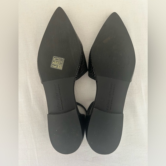 Freda Salvador Black Crocodile Pointy Pointed T-Strap Women's Flats Shoes 7.5 - Picture 3 of 5
